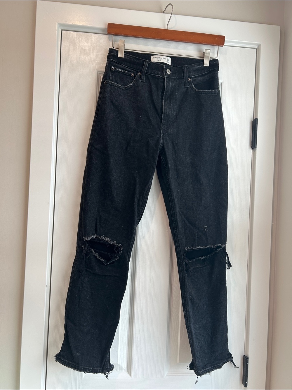 Black Distressed Women’s Mom Jeans